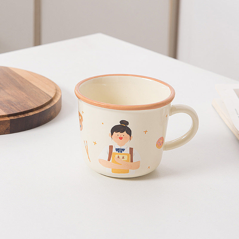 Cute cartoon family ceramic mug home creative drinking water cup personalized coffee cup family parent-child cup