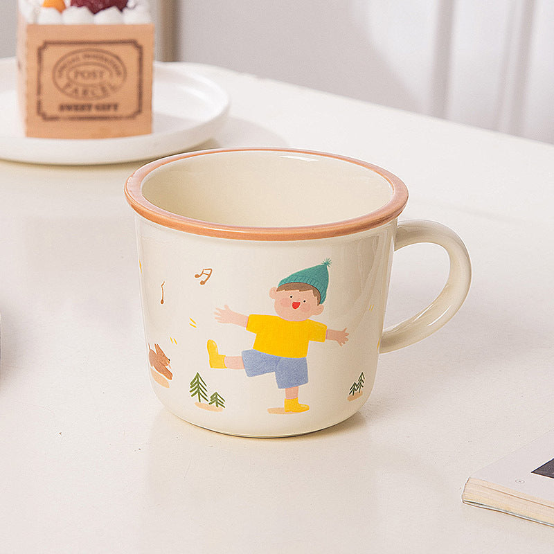 Cute cartoon family ceramic mug home creative drinking water cup personalized coffee cup family parent-child cup