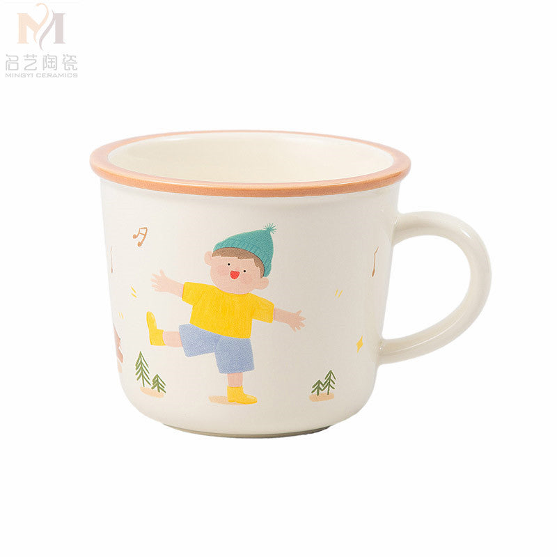 Cute cartoon family ceramic mug home creative drinking water cup personalized coffee cup family parent-child cup