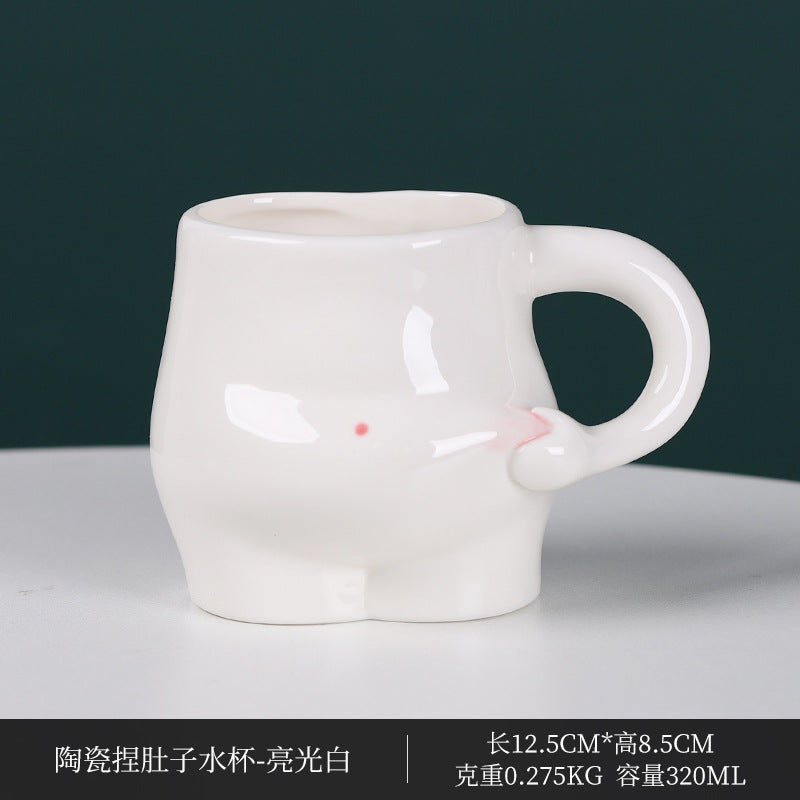 Cross-border hot selling cute belly cup ceramic milk coffee cup funny water cup niche design mug